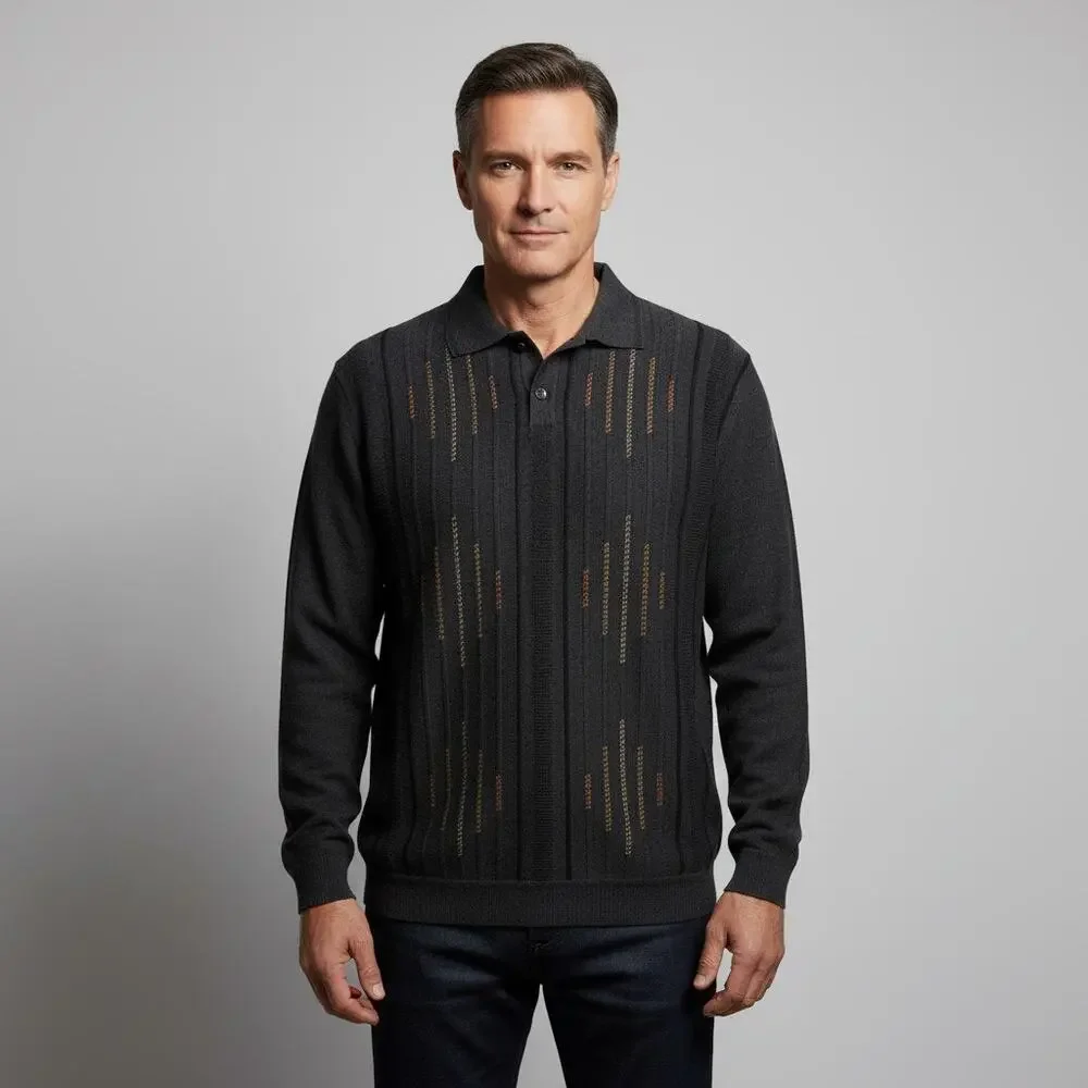 St. Croix Coogi Style Collared Sweater Wool Blend Mens Size Large Gray Cozy Knit